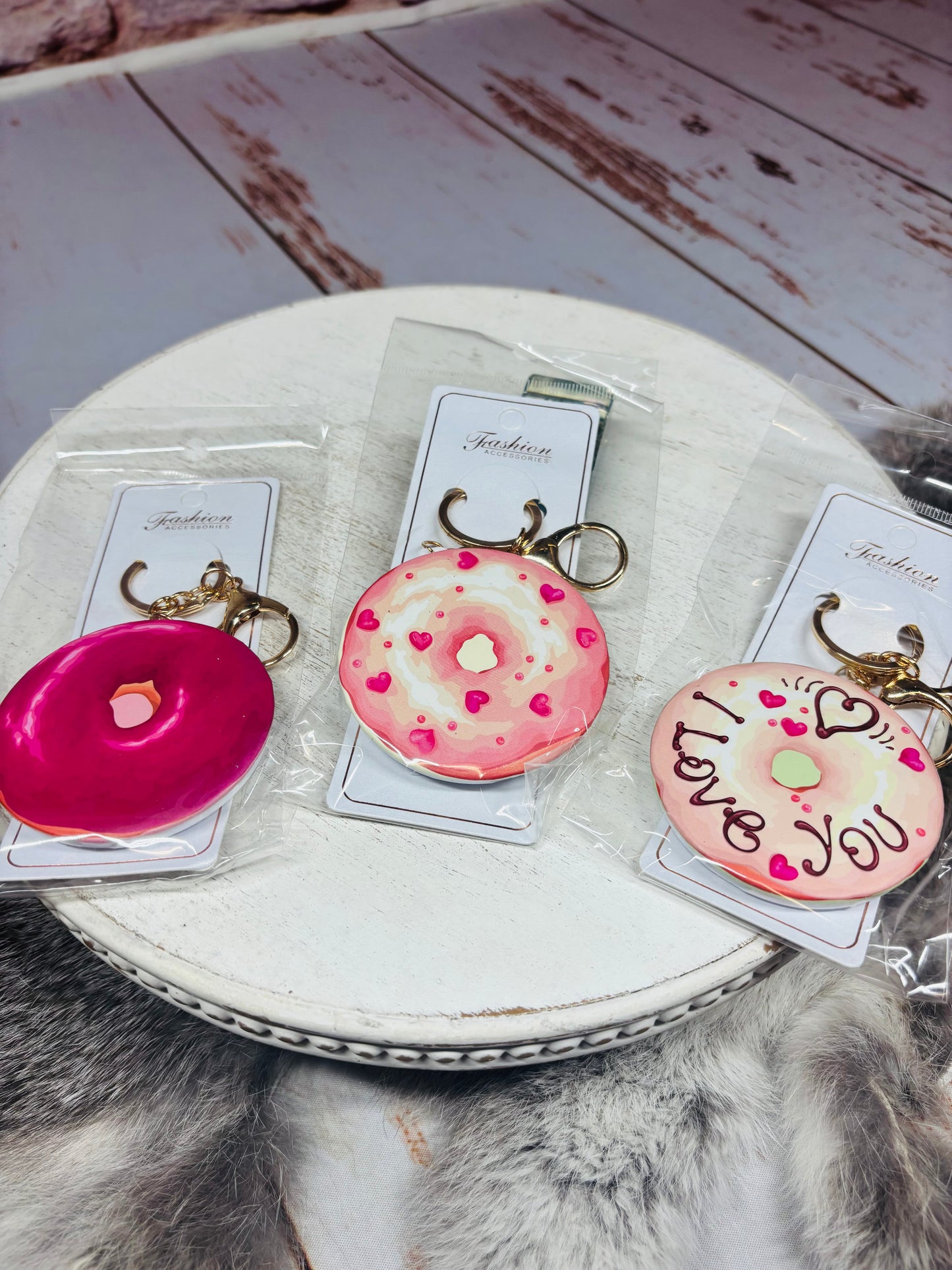 Donut Compact Mirror Keychain