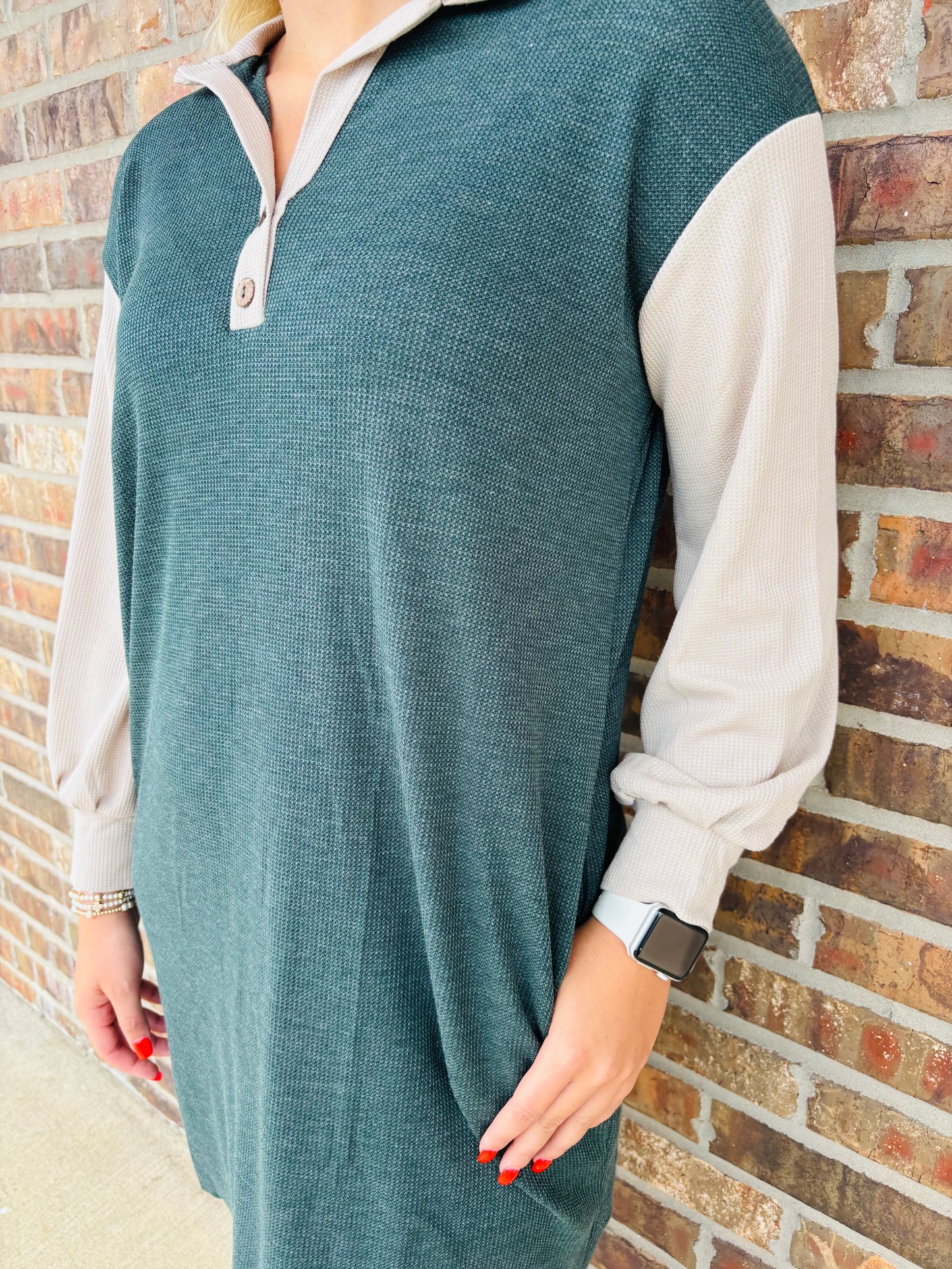 Waffle Knit Sweater Dress