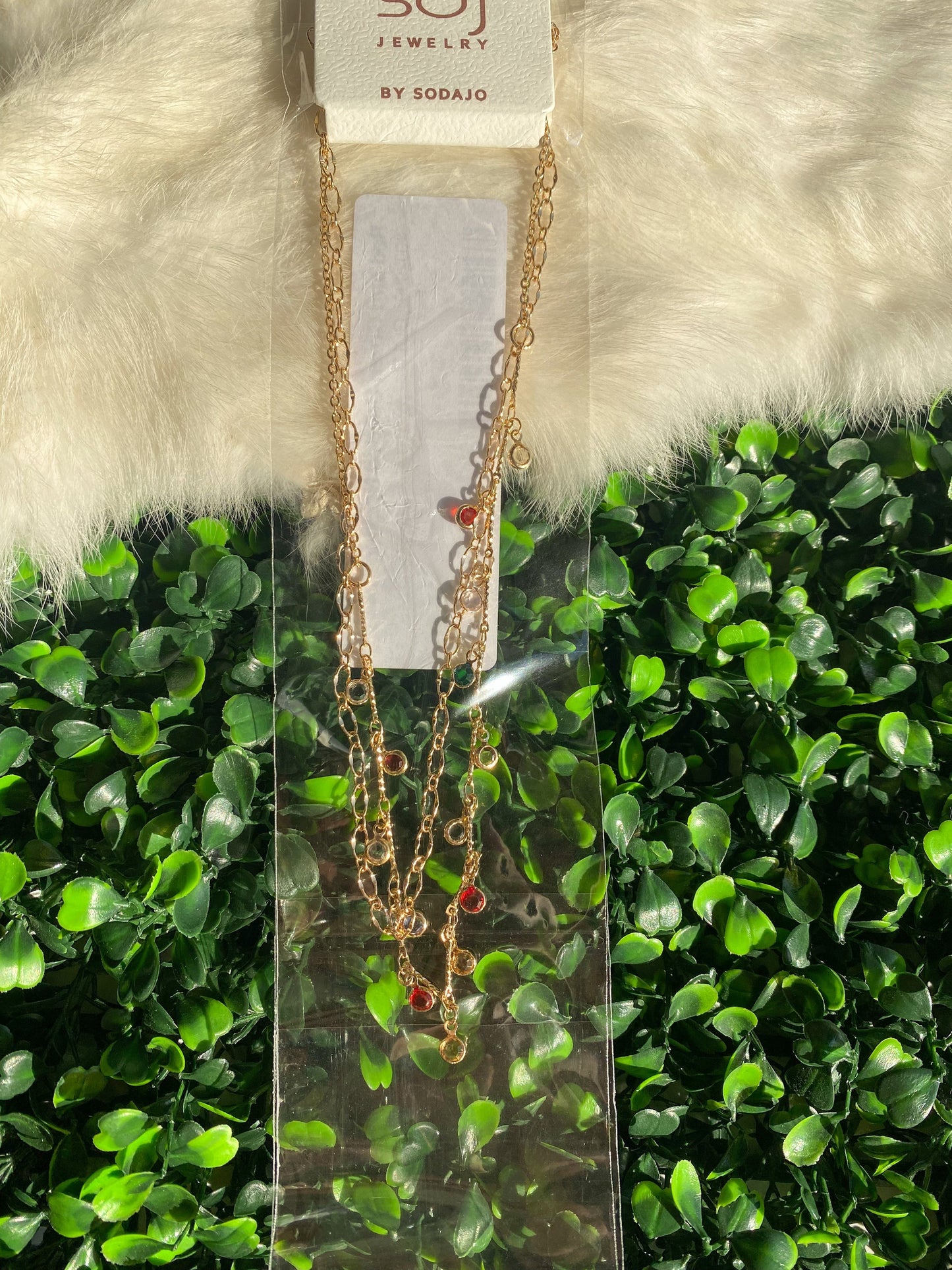 Red and Green Beaded Necklace Set