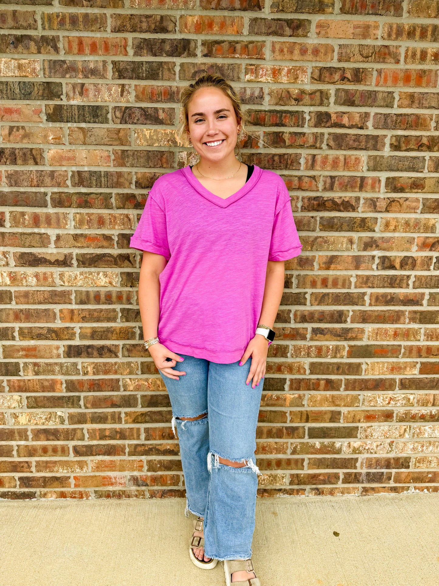 Emma Raw Edge V-Neck