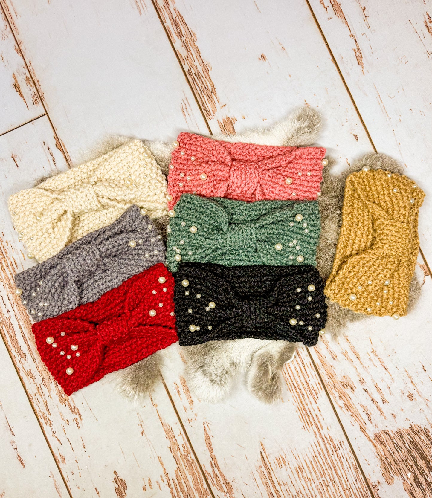 Pearl Knitted Ear Warmers