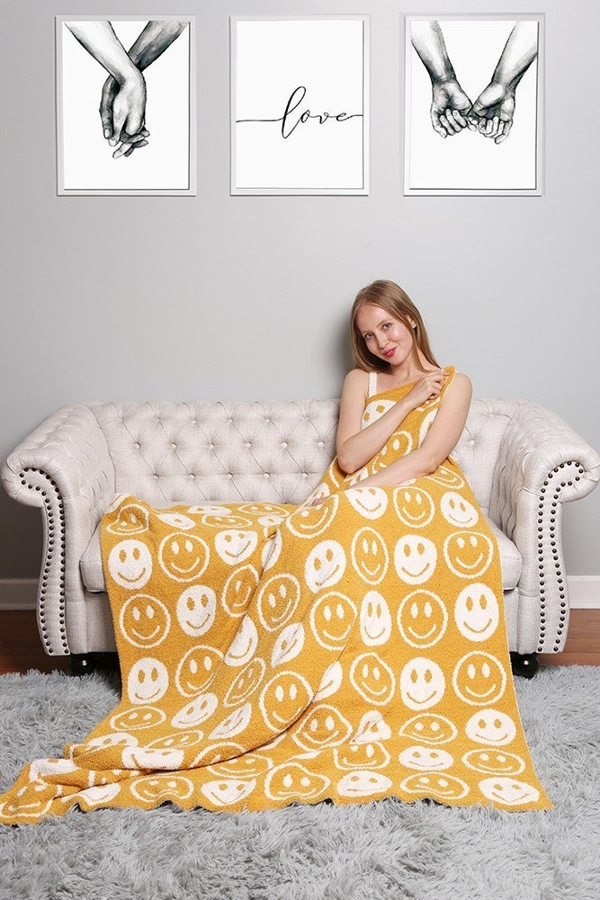 Luxury Happy Face Throw Blanket
