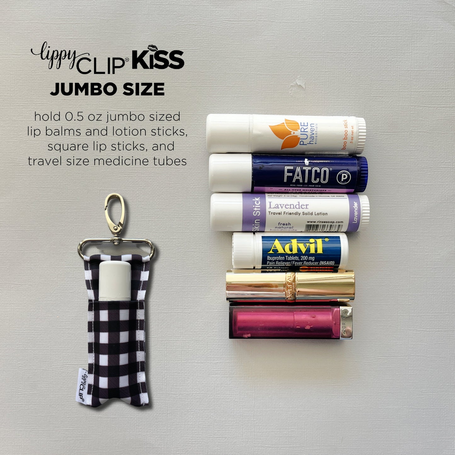 Floral Cow LippyClip KISS for larger lip balms, essential oil rollers, etc.