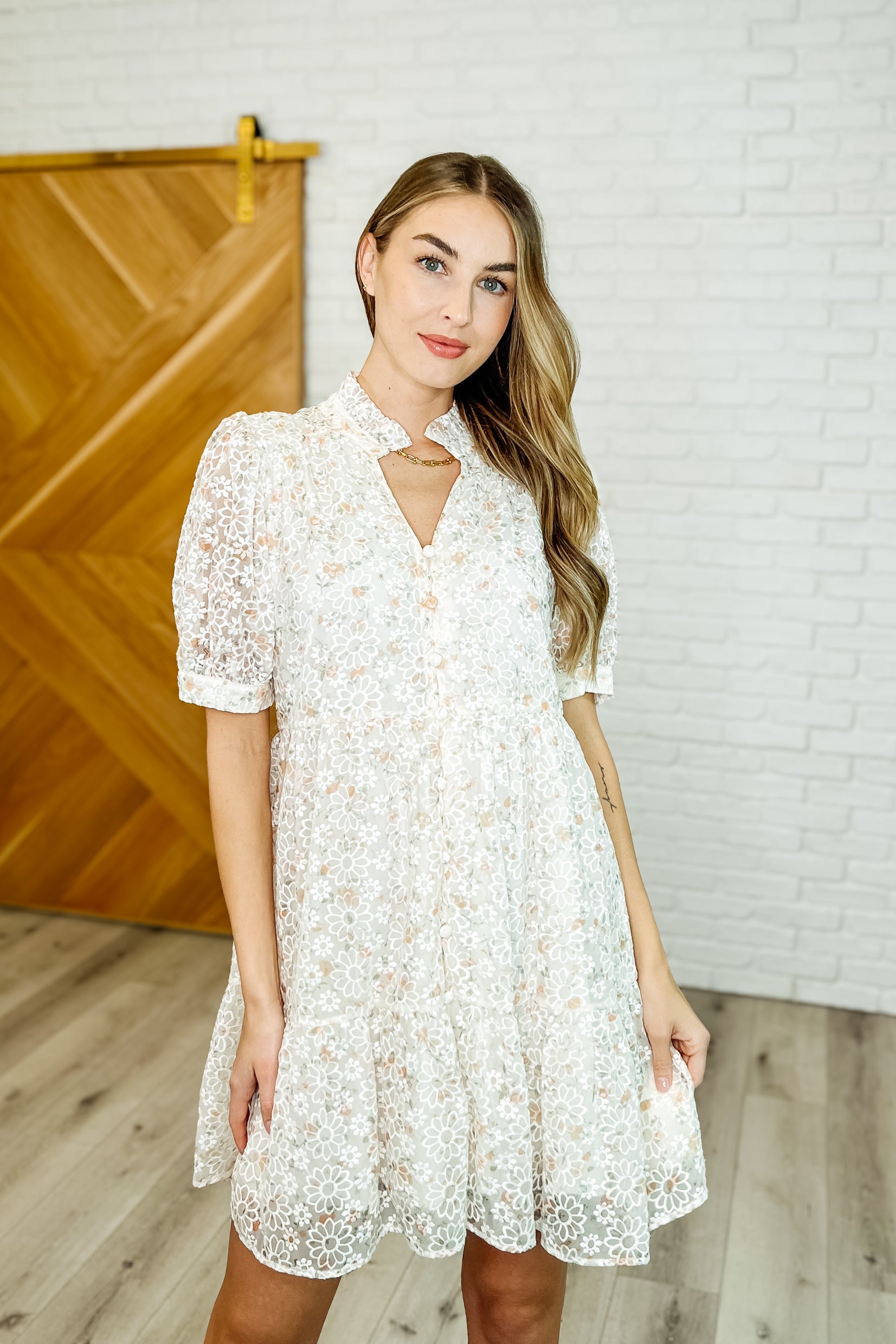 Lace to the Party High Neck Dress in Ivory Multi – Sparkled Leopard Boutique
