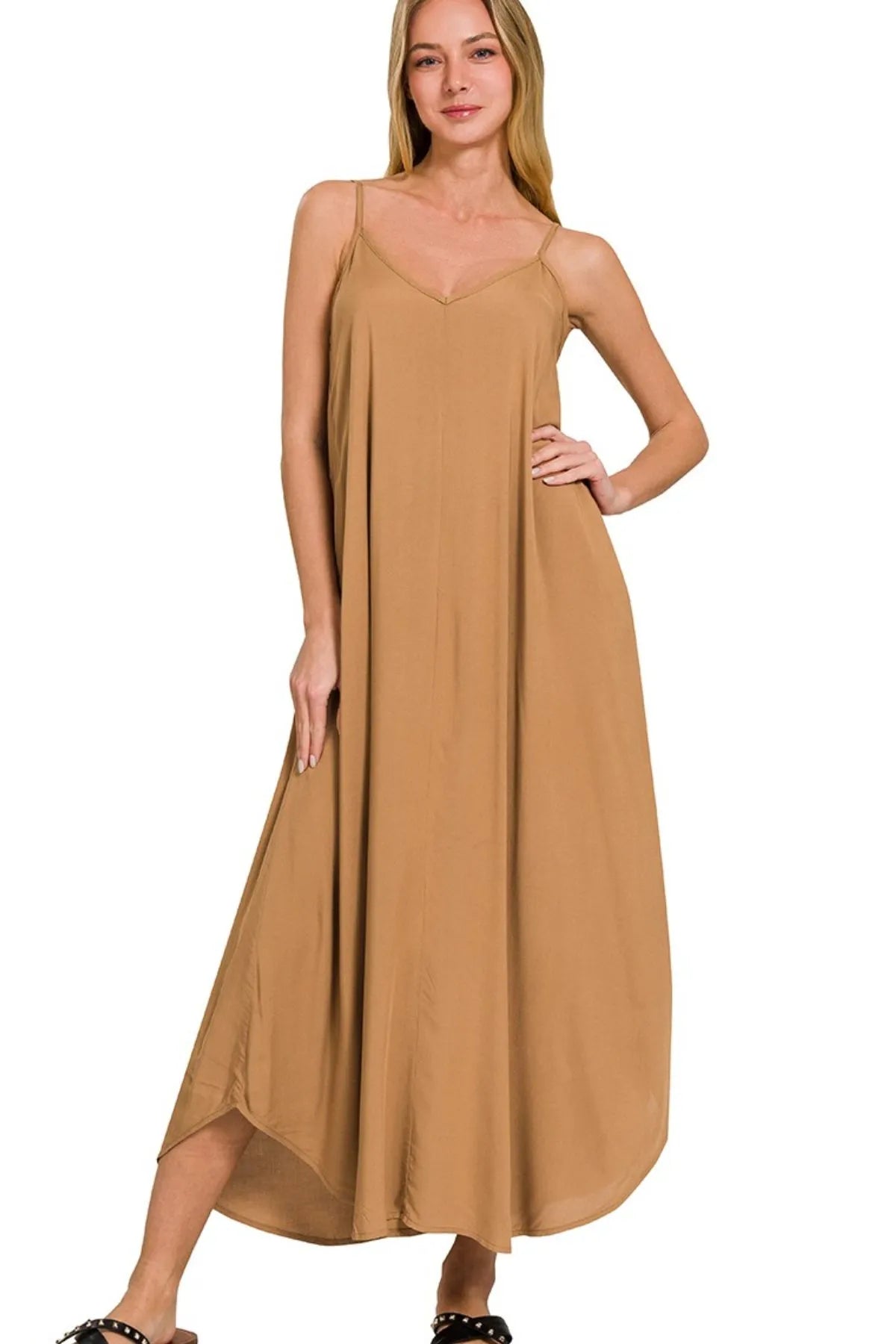 Zenana Woven Arc Hem Cami Dress With Flowy Pockets – Sparkled Leopard  Boutique