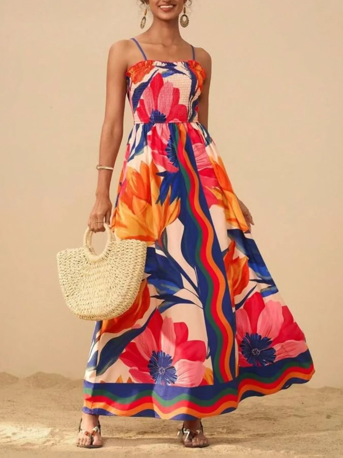summer maxi dresses boutique Smocked Printed Spaghetti Strap Maxi Summer Dress – Sparkled Leopard  Boutique