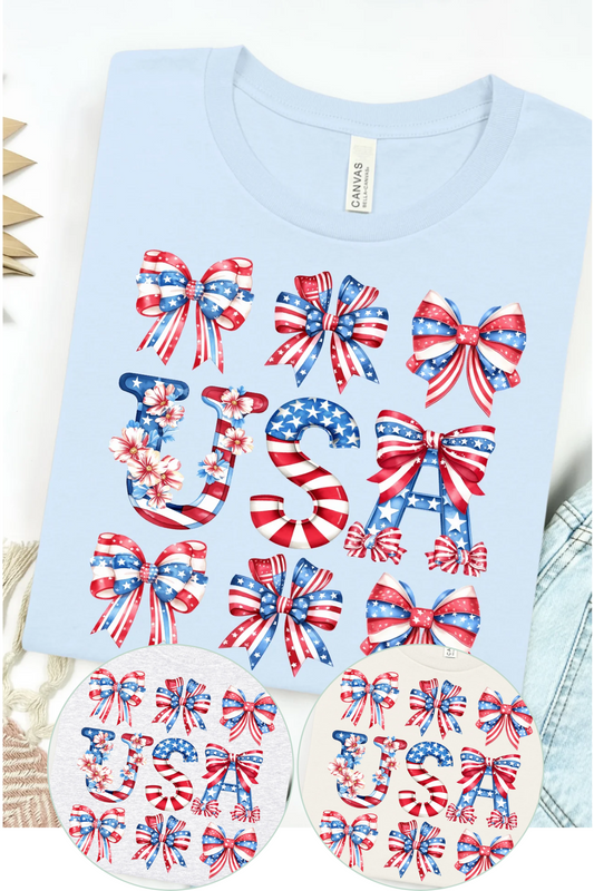 USA Coquette Bows Bella Canvas T-Shirt