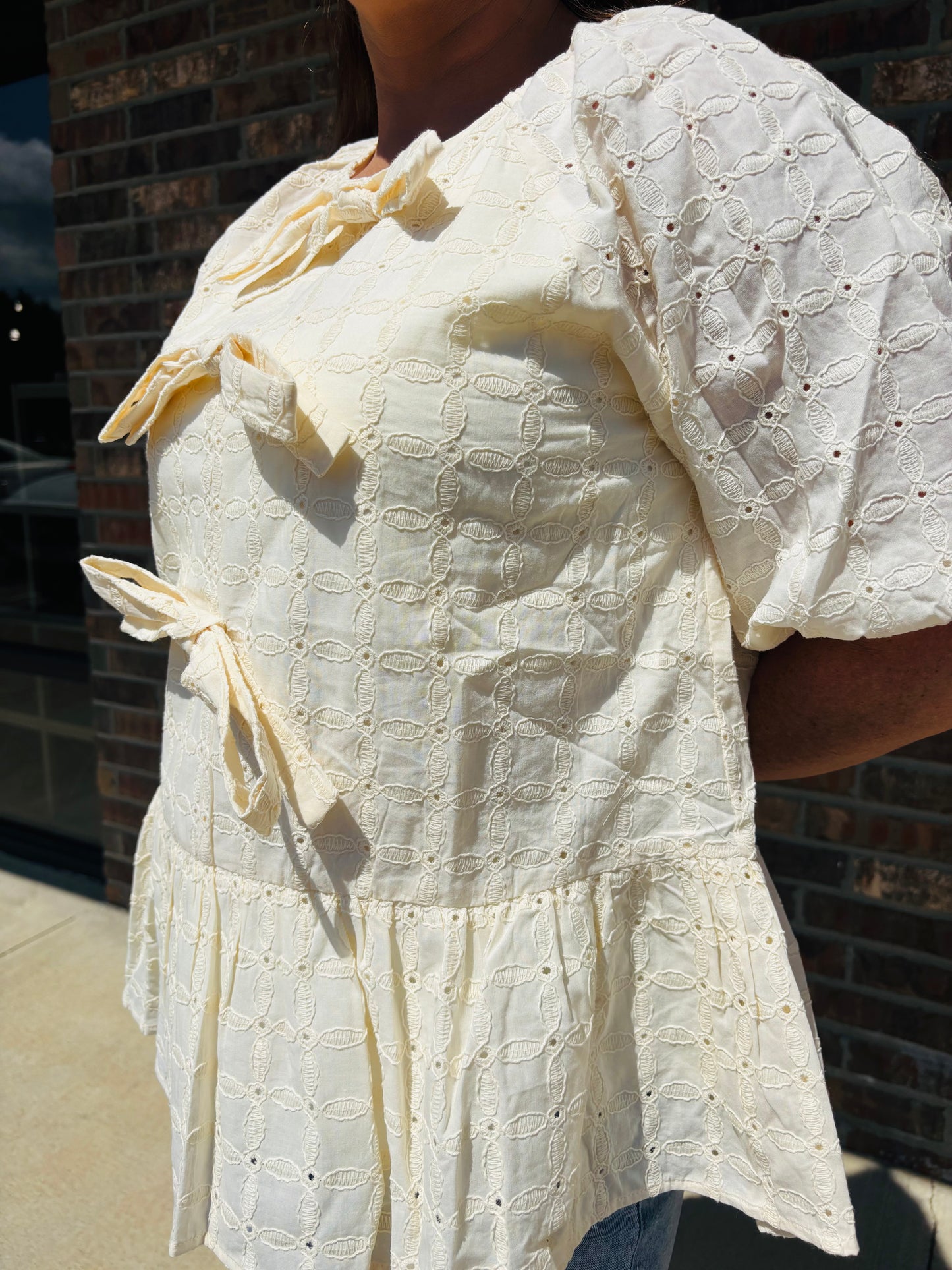 Charlotte Bow Eyelet Blouse