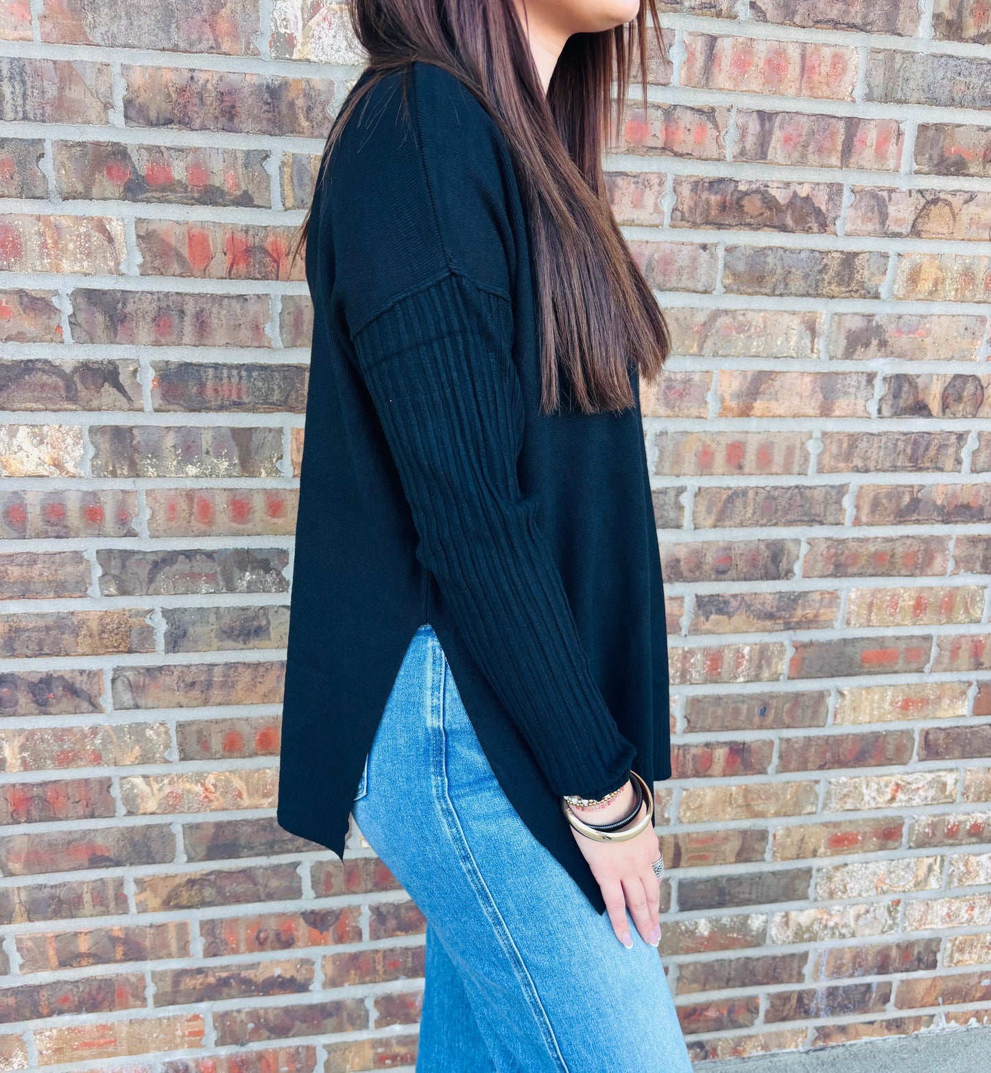 Heather Ribbed Hoodie