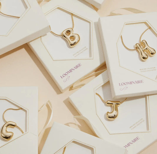 Bubble Letter Initial Necklace GOLD