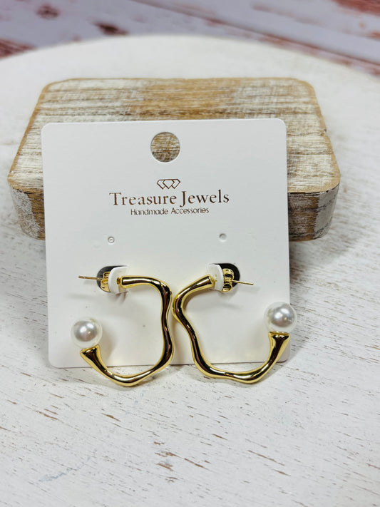 Paris Pearl Hoop Earrings