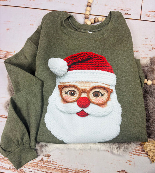 Faux Yarn Cheery Santa Sweatshirt
