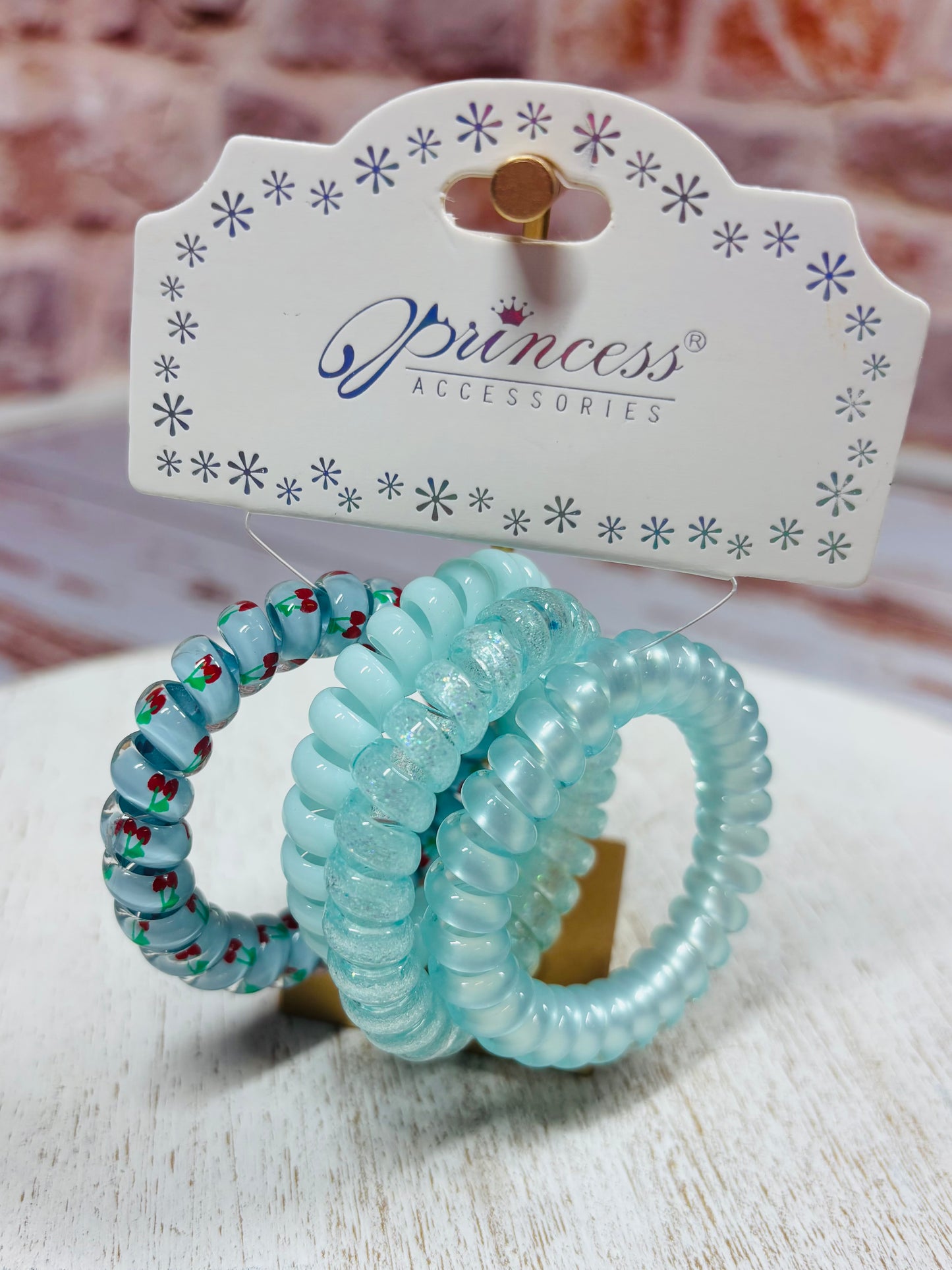 Cherry Spiral Hair Ties