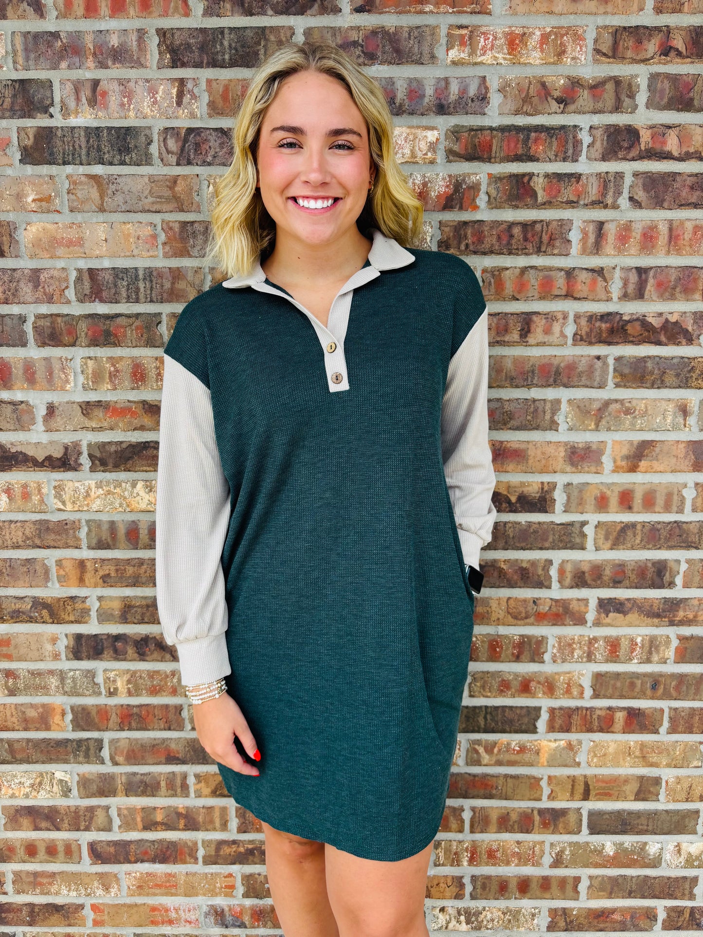 Waffle Knit Sweater Dress