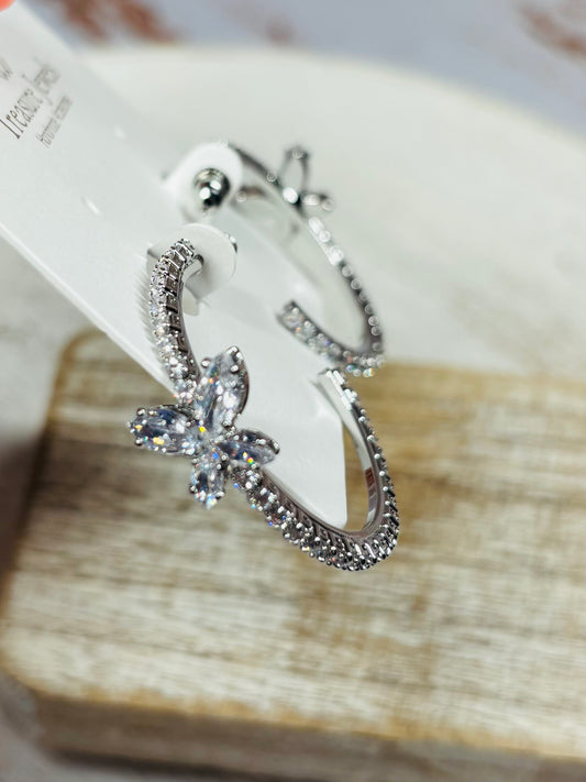 Butterfly Rhinestone Hoops