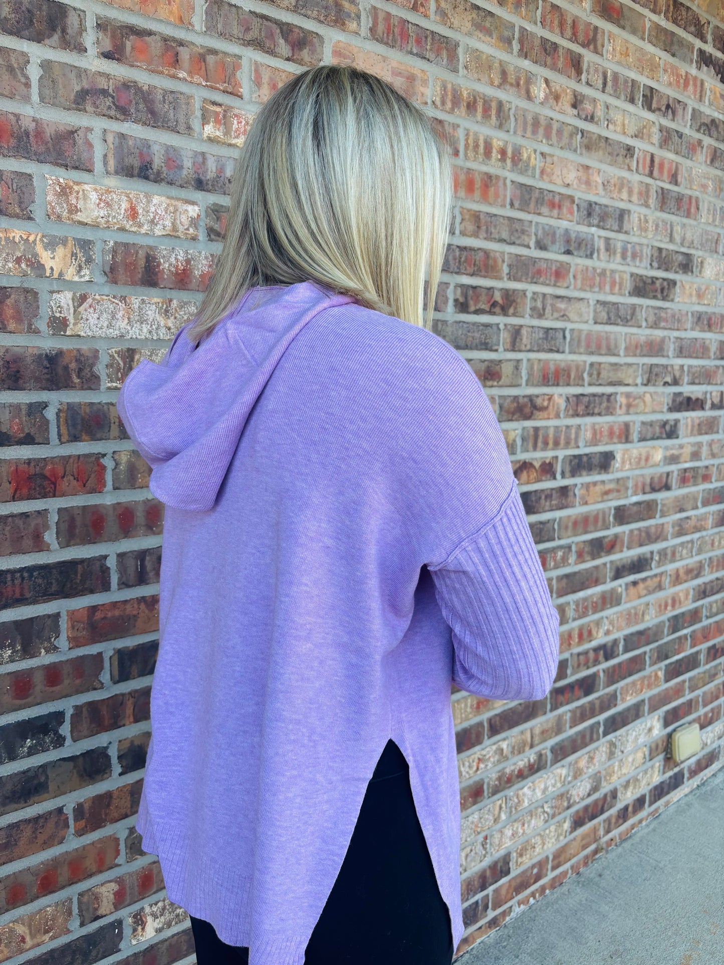 Heather Ribbed Hoodie