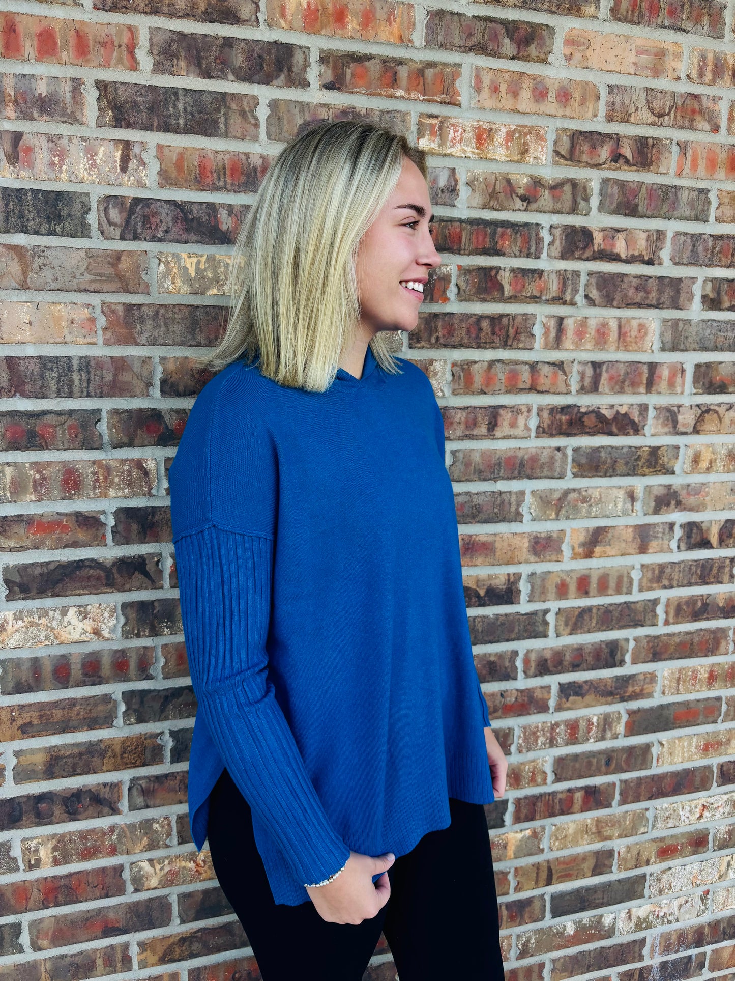 Heather Ribbed Hoodie