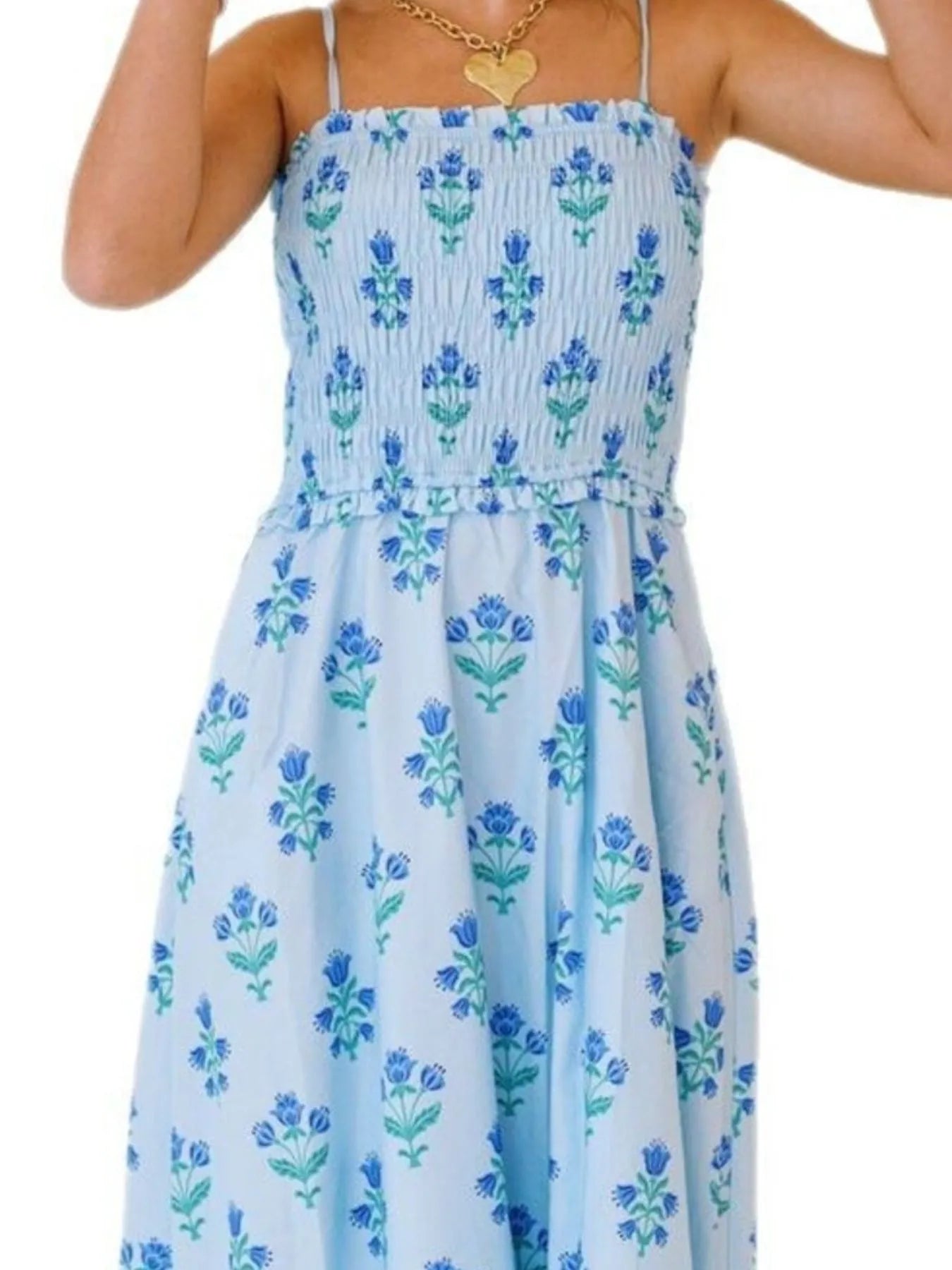 smocked cami midi dress Floral Smocked Midi Cami Dress – Sparkled Leopard Boutique