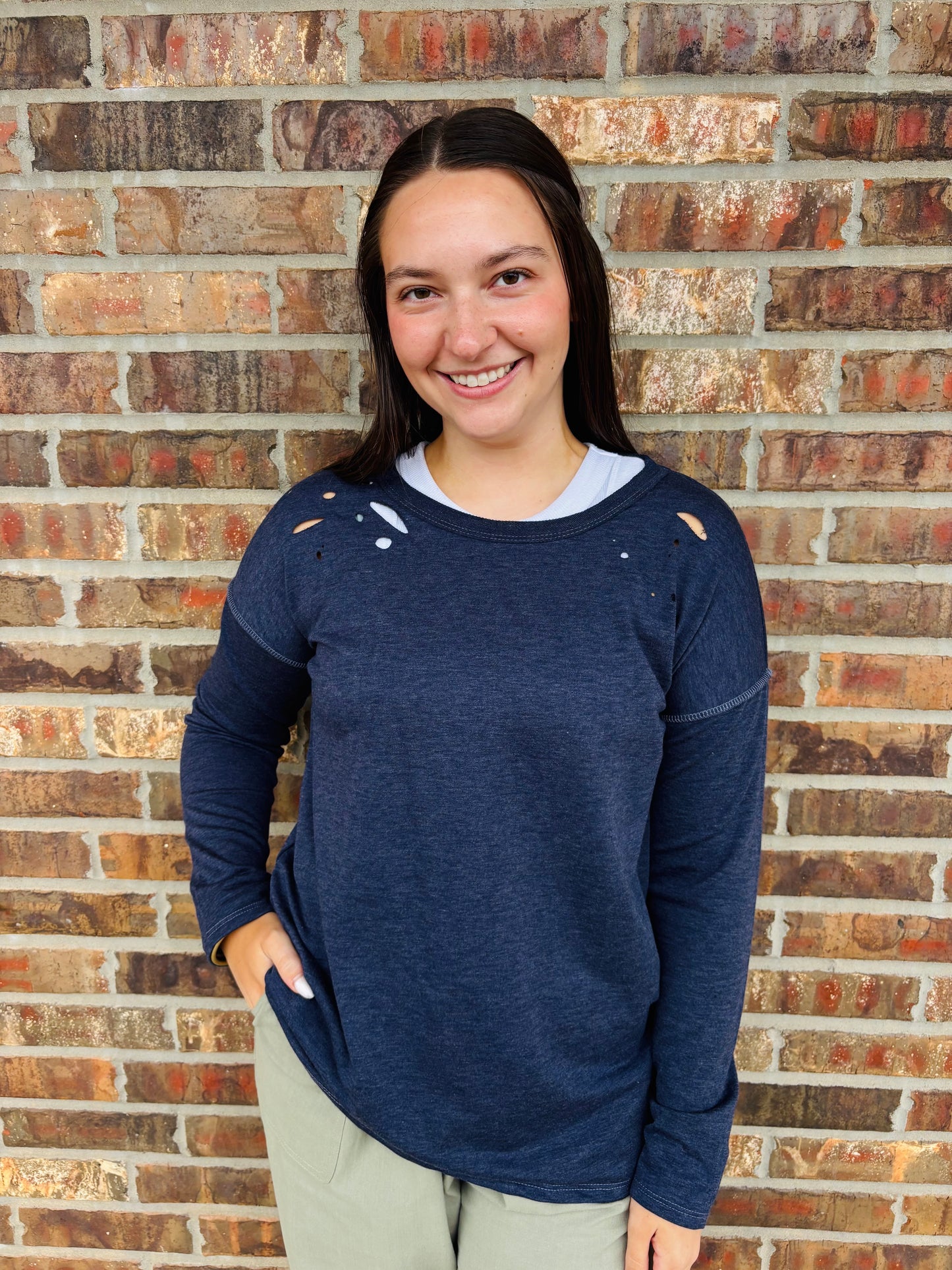 Darla Distressed Neck Top