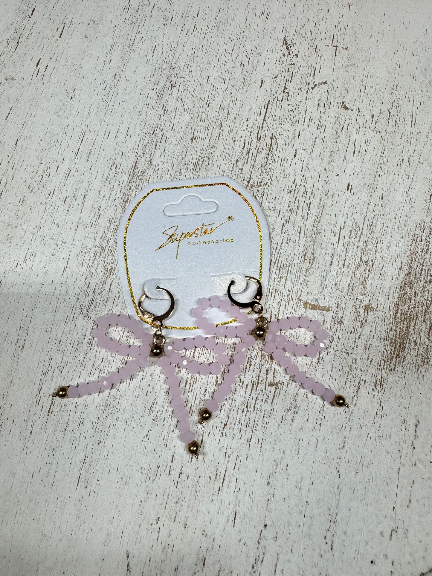 Beaded Bow Dangle Earrings