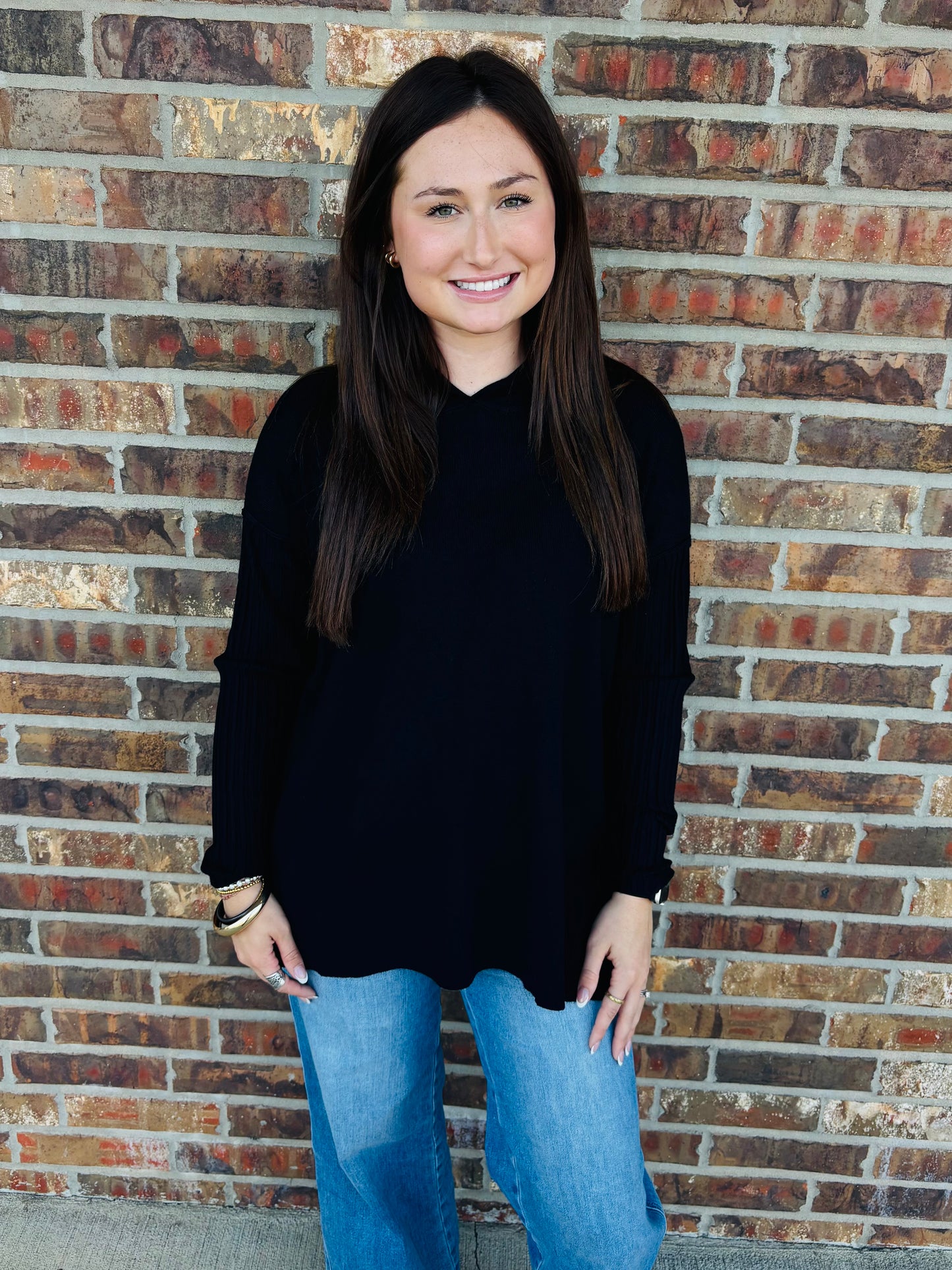 Heather Ribbed Hoodie