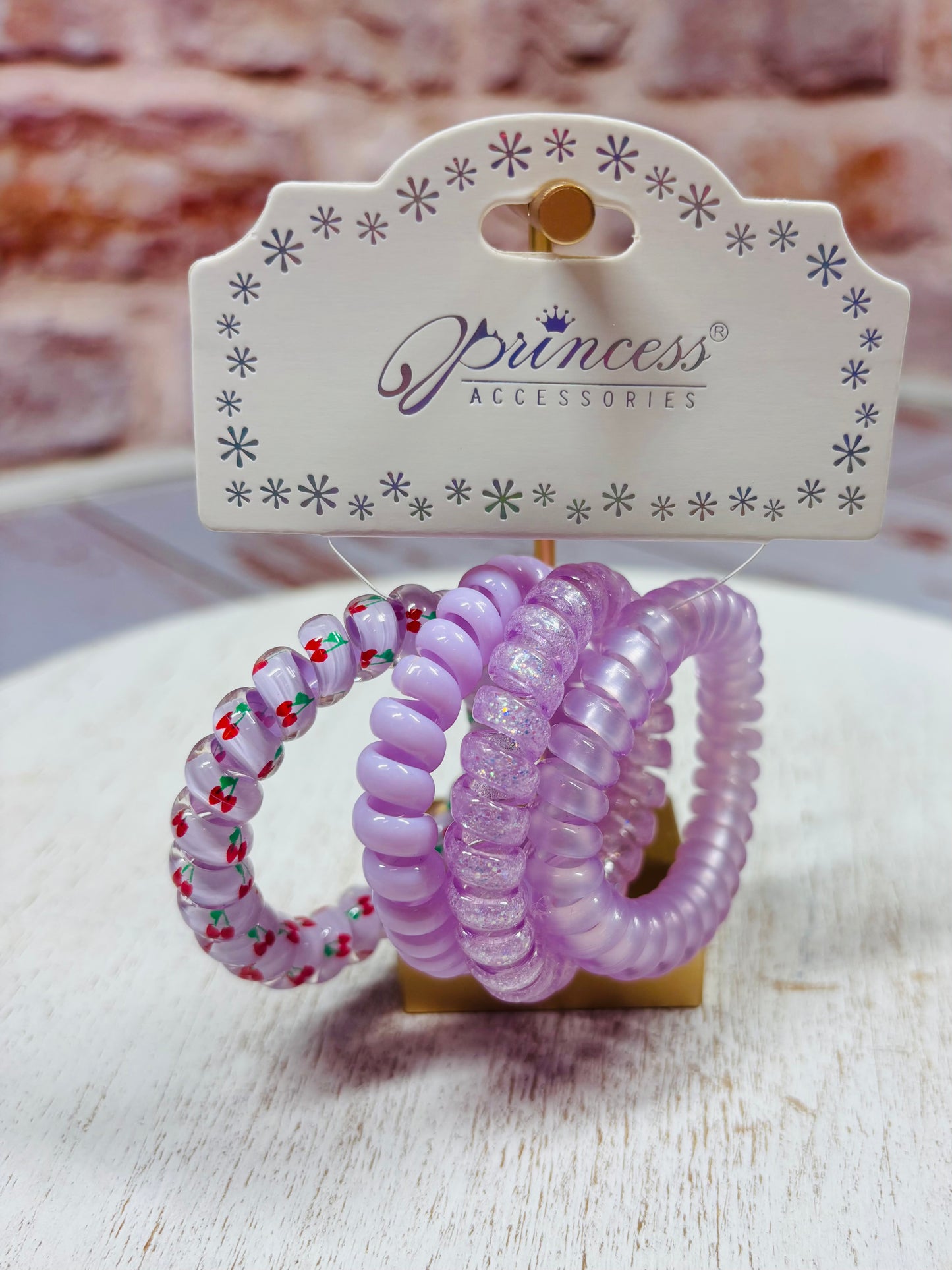 Cherry Spiral Hair Ties