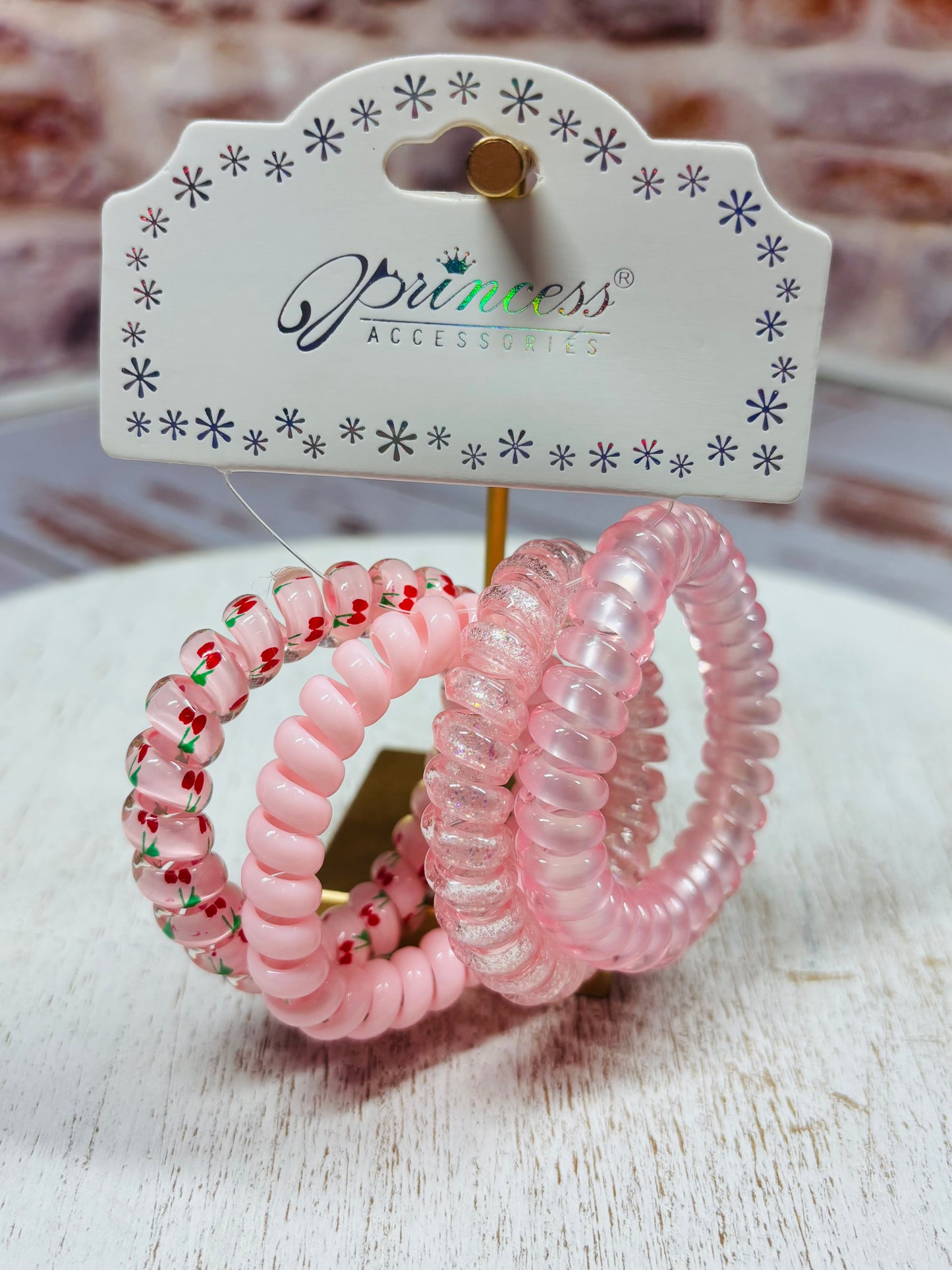 Cherry Spiral Hair Ties