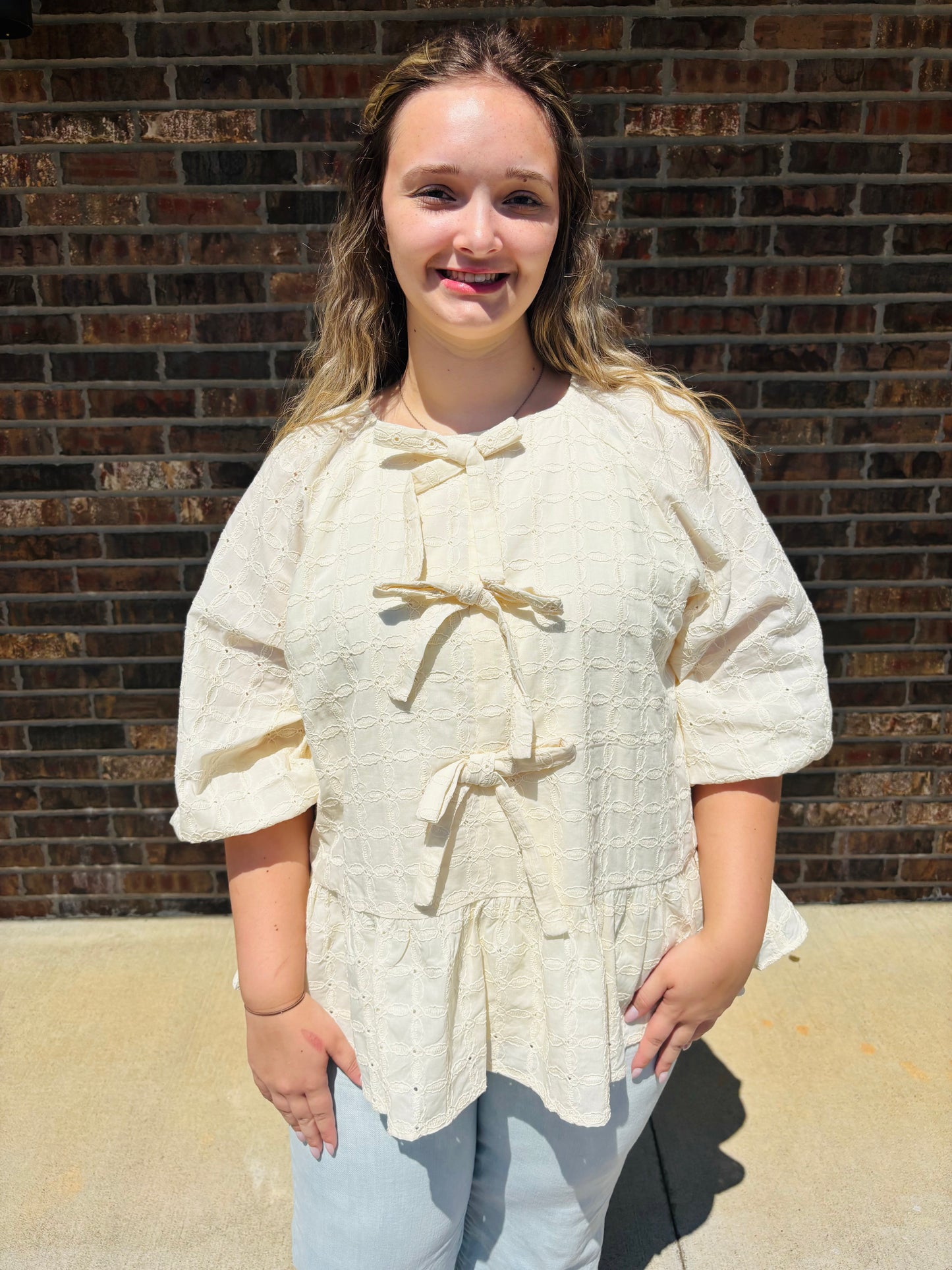 Charlotte Bow Eyelet Blouse