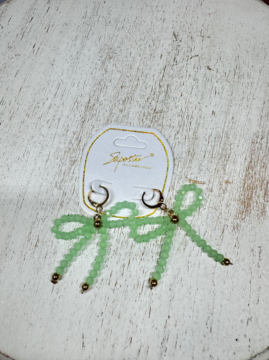 Beaded Bow Dangle Earrings