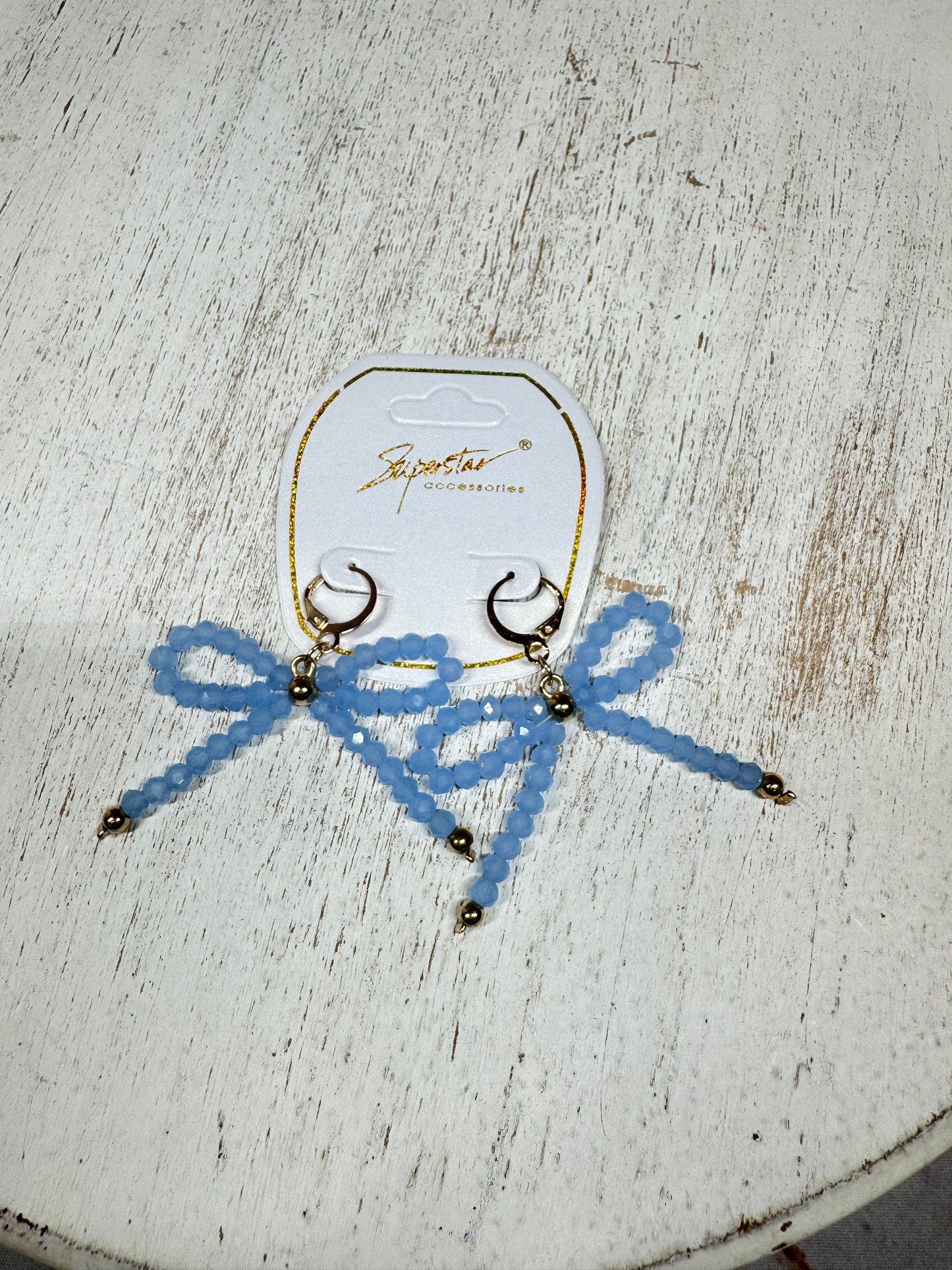 Beaded Bow Dangle Earrings