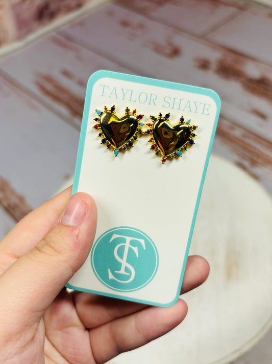 Rainbow Heart Studs