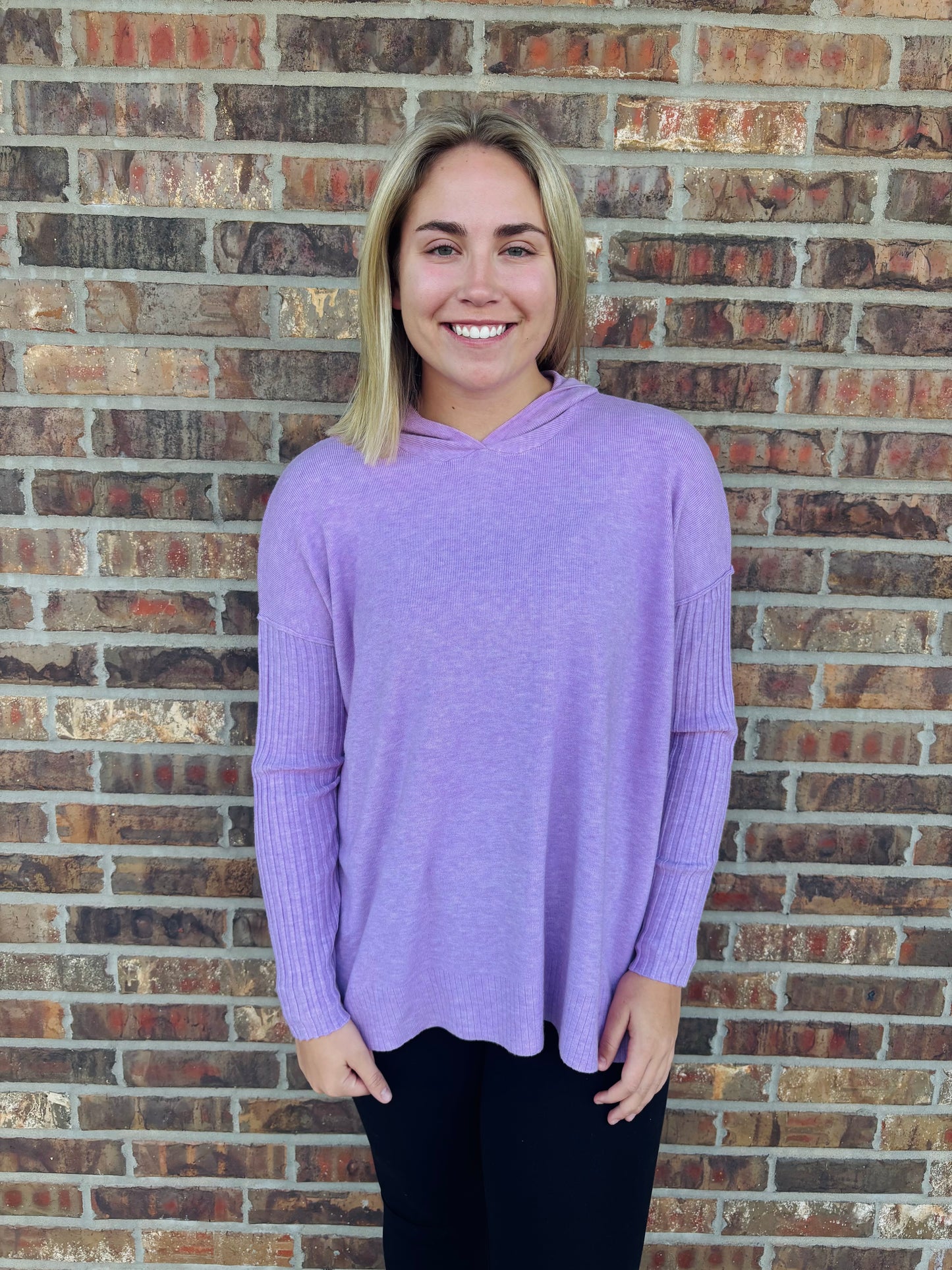 Heather Ribbed Hoodie