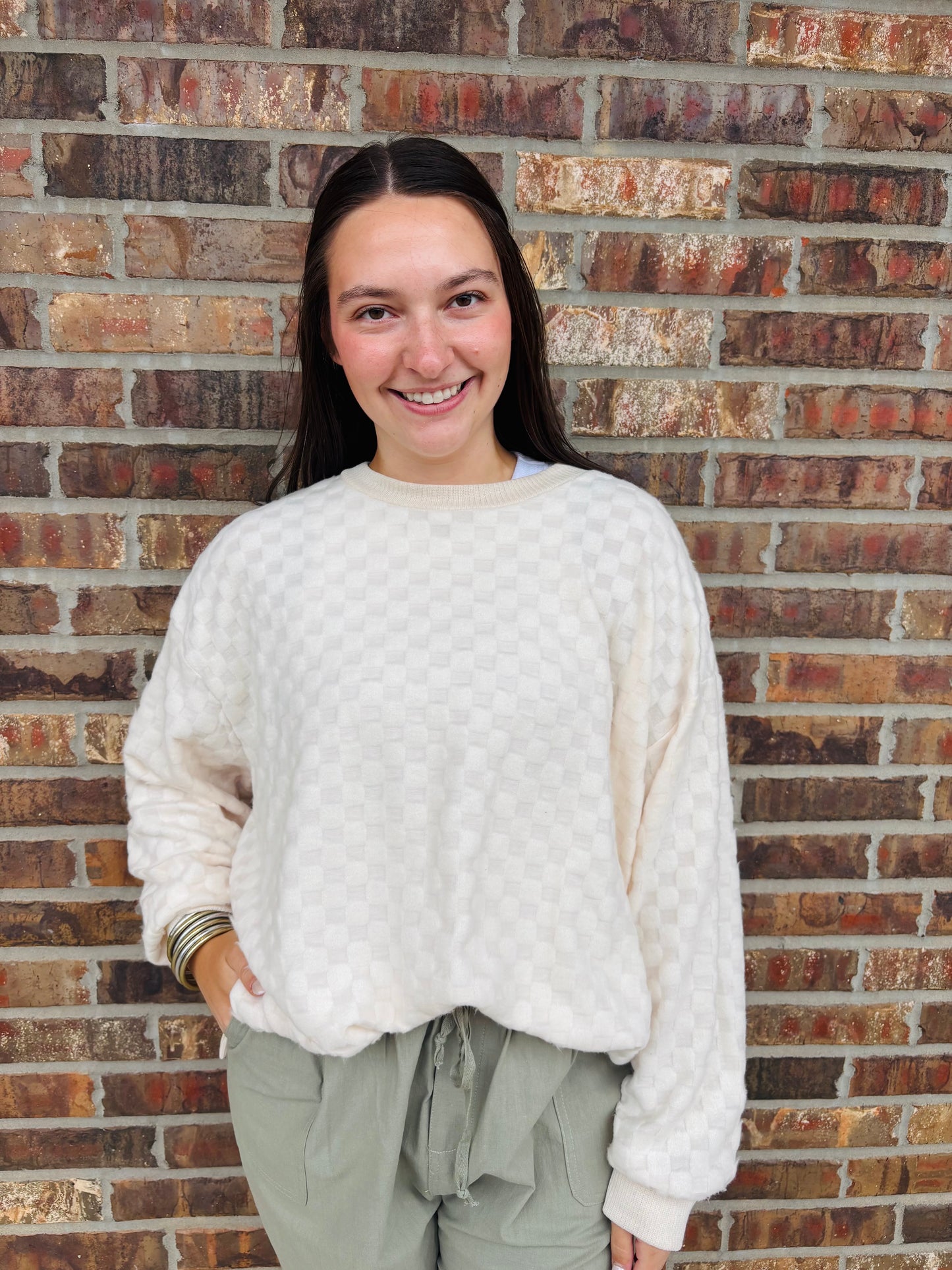 Cely Soft Checkered Pullover