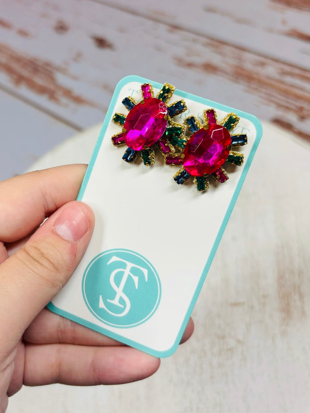 Cali Crystal Oval Stud Earrings