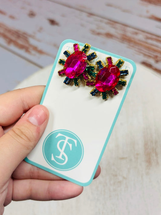 Cali Crystal Oval Stud Earrings