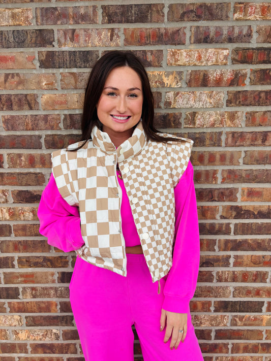 Val Checkered Puffer Vest