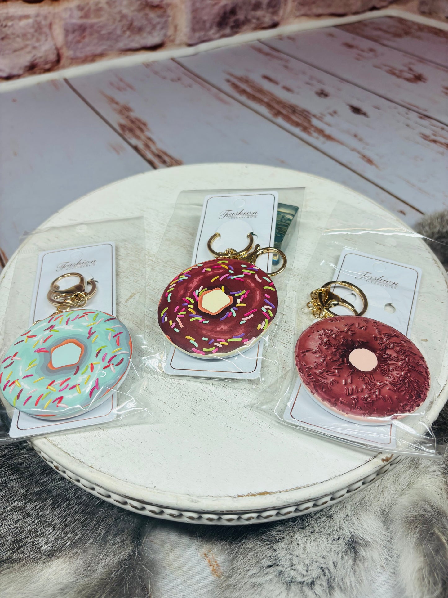 Donut Compact Mirror Keychain