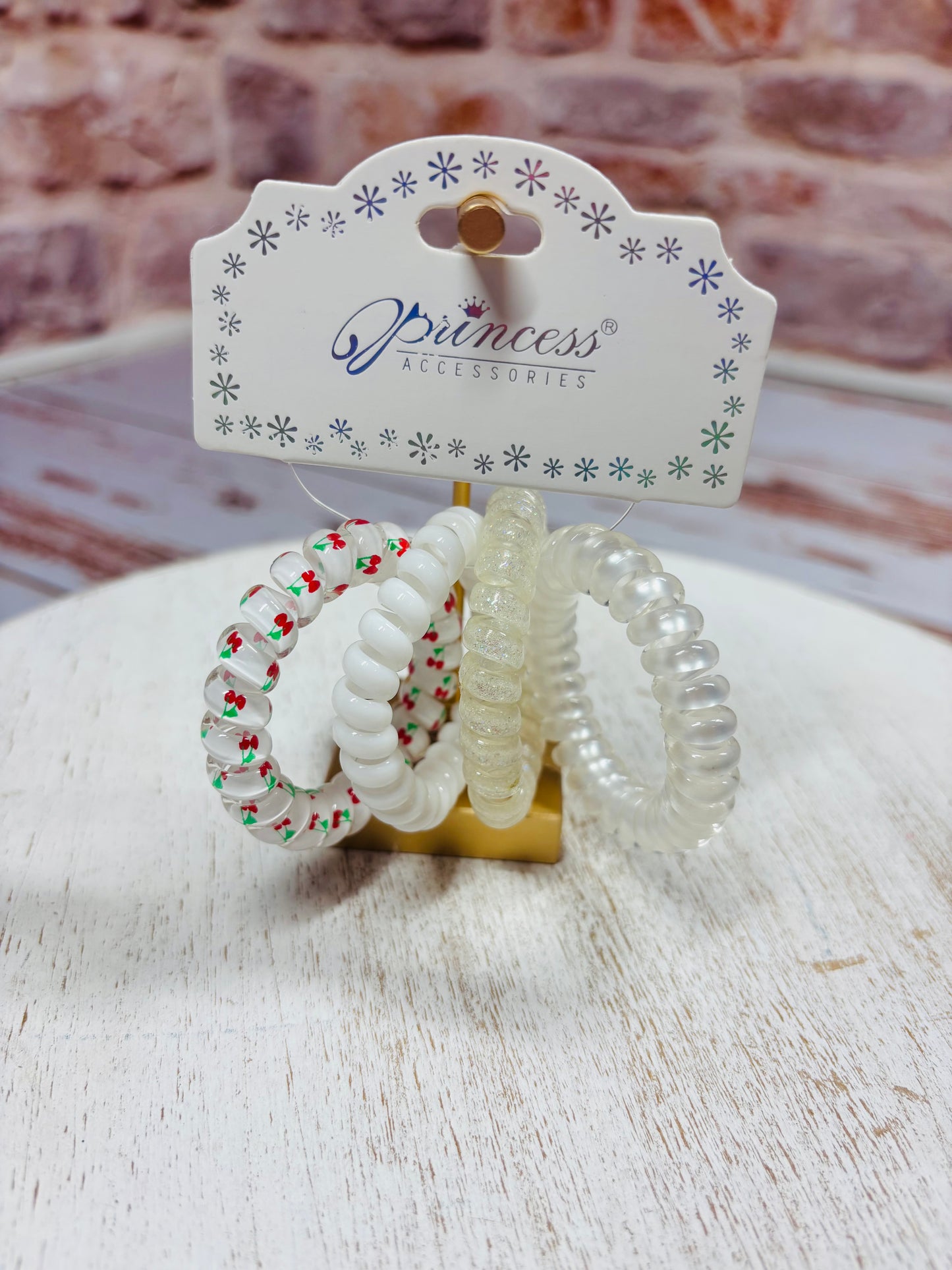 Cherry Spiral Hair Ties