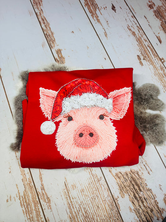 Faux Yarn Sparkly Pig