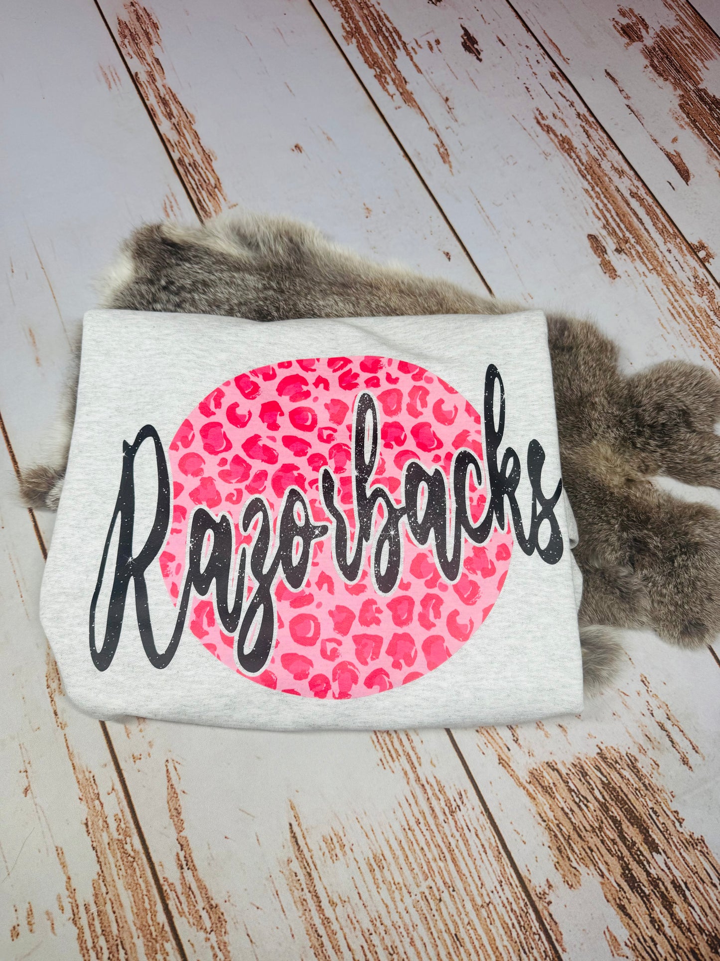 Razorbacks Pink Leopard Sweatshirt