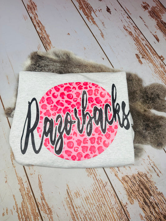 Razorbacks Pink Leopard Sweatshirt