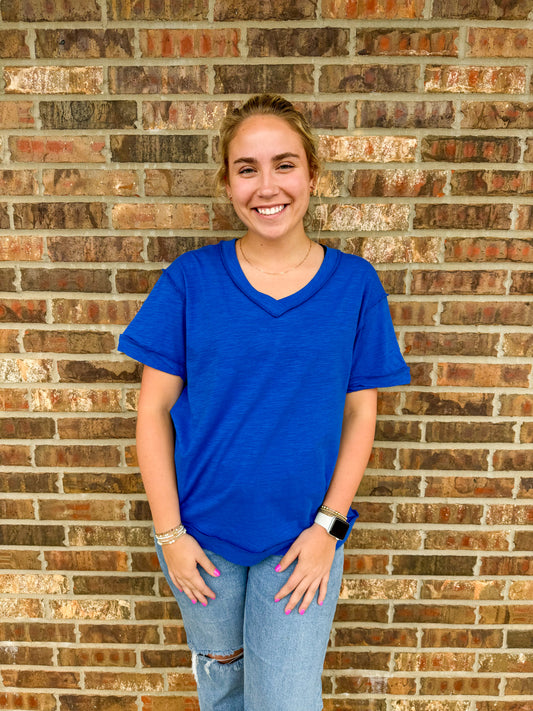 Emma Raw Edge V-Neck