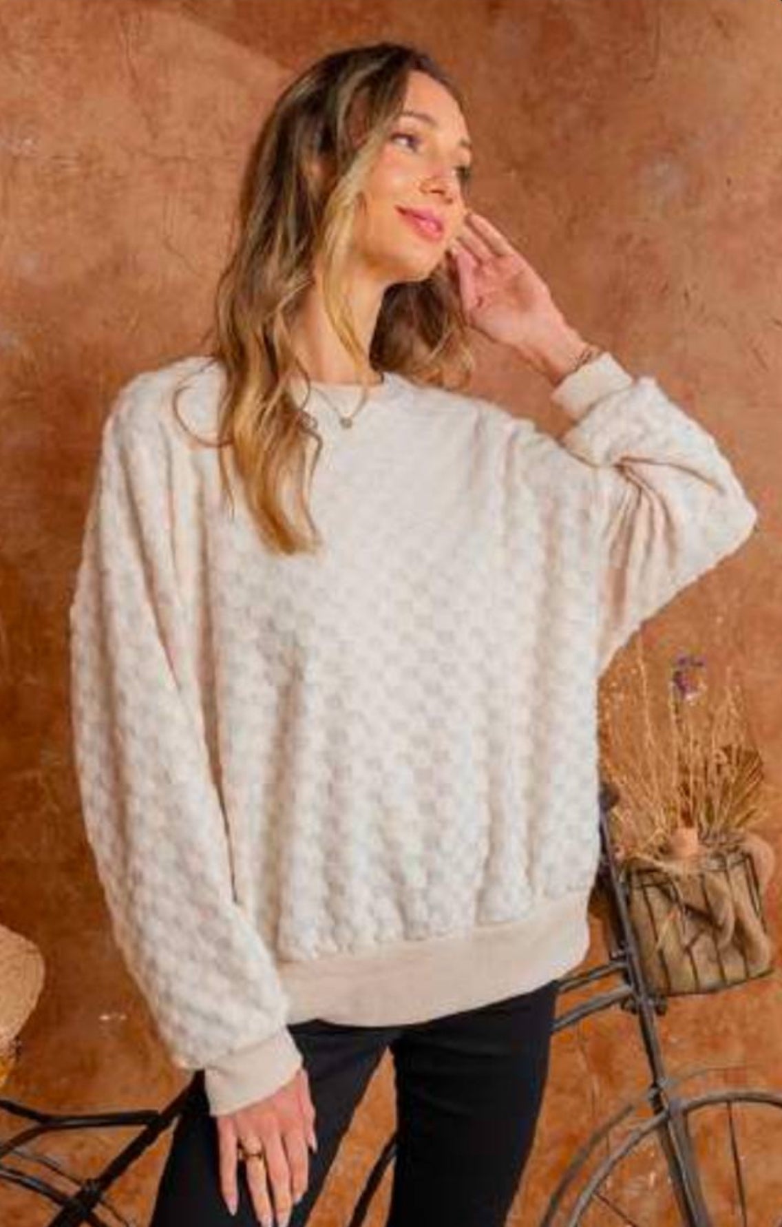 Cely Soft Checkered Pullover