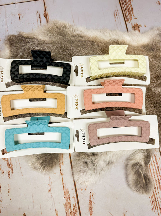 Quilted Rectangle Claw Clip