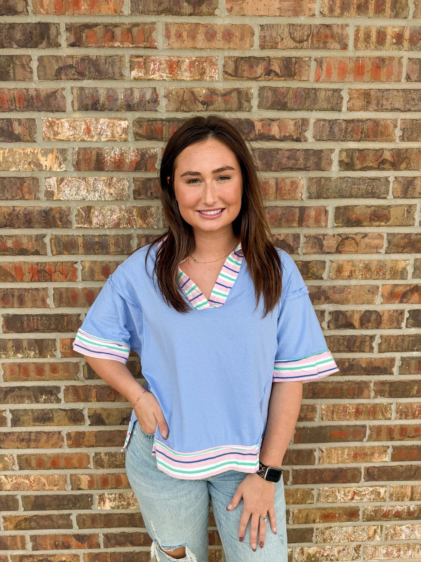 Hana Collared Jersey Top