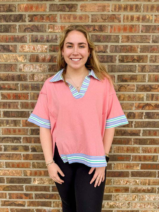 Hana Collared Jersey Top