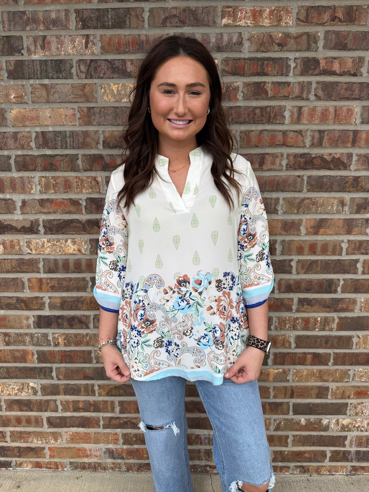 Ivy Floral Collared Top