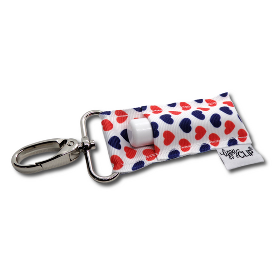 Navy and Orange Hearts LippyClip® Lip Balm Holder