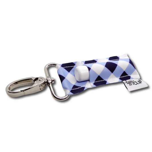 Navy and White Plaid LippyClip® Lip Balm Holder