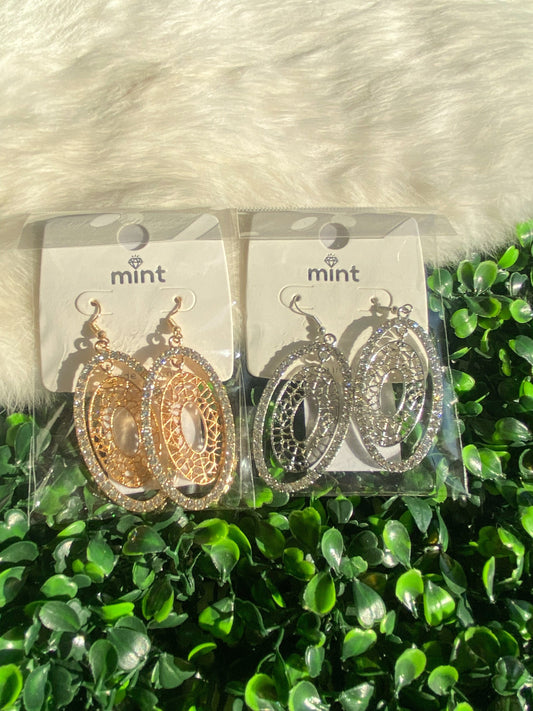 Bedazzled Oval Earrings